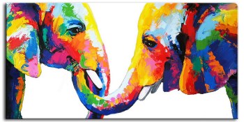 Kleurrijke olifant schilderij