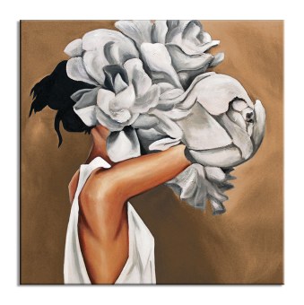 Figuratief schilderij vrouw met bloemen kopen